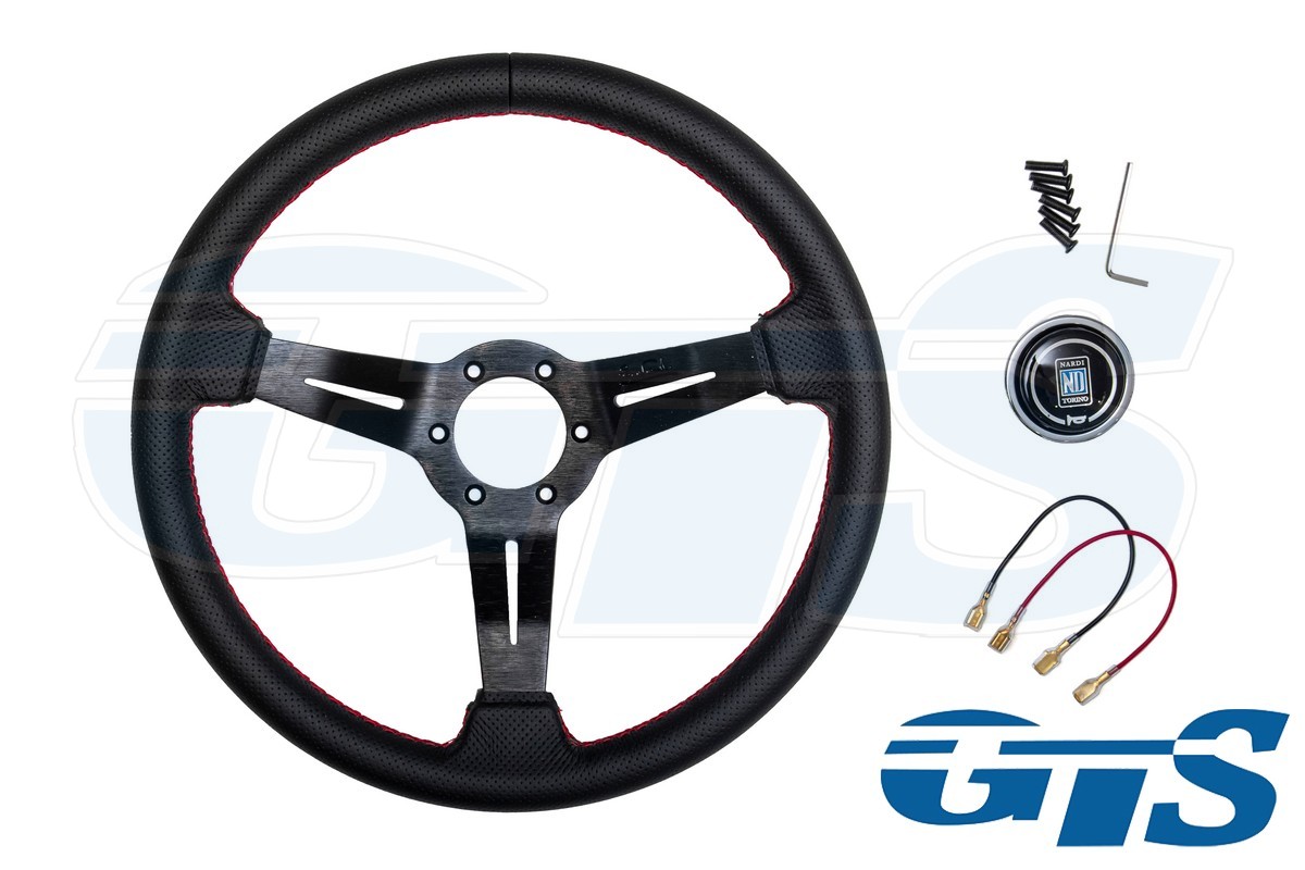 Руль NARDI кожа, черный (нить красная, форма Y у ступицы )