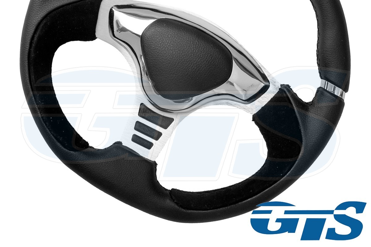 Руль Rtech черный, кожа (62 хром ступица)