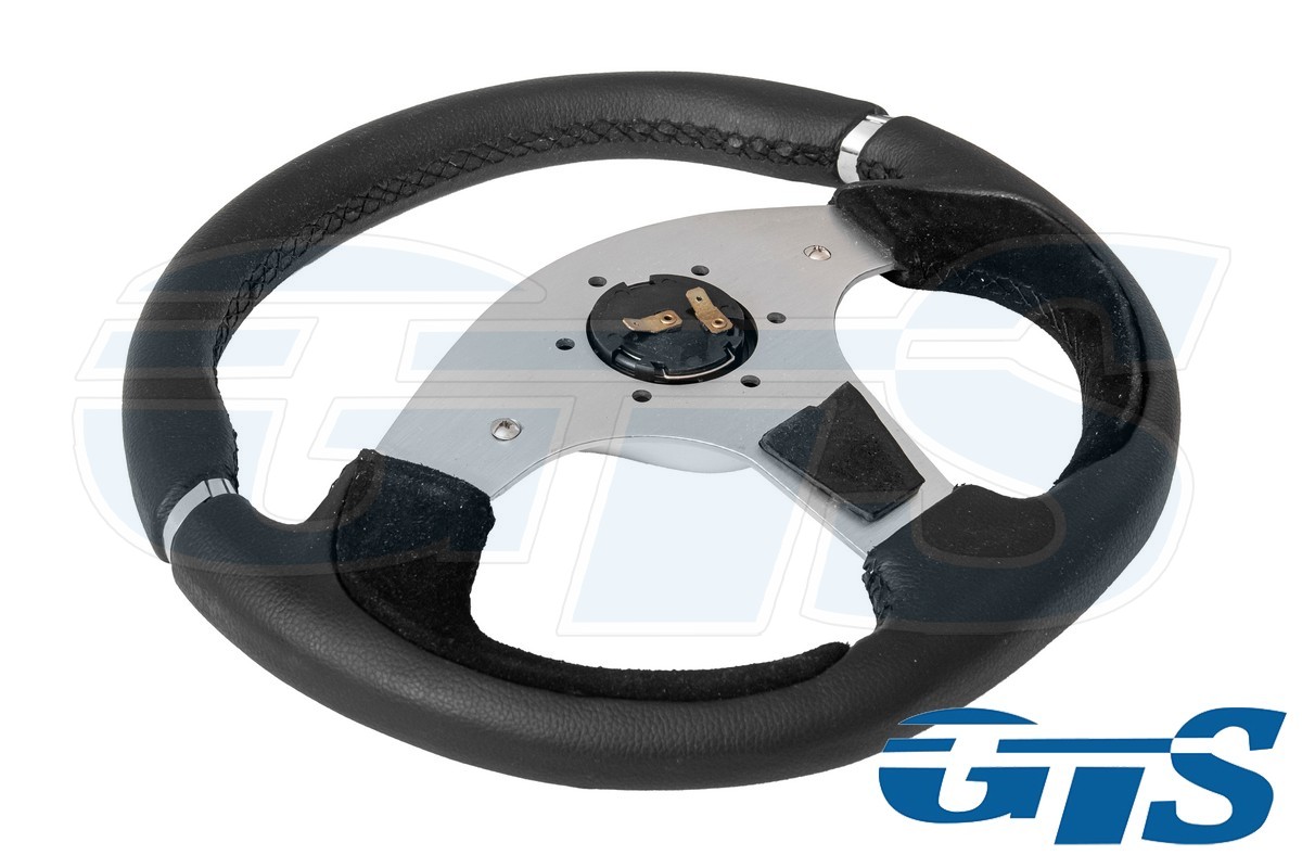 Руль Rtech черный, кожа (62 хром ступица)