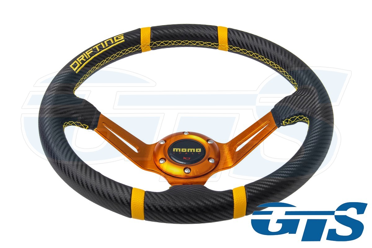 Руль MOMO карбон, желтый