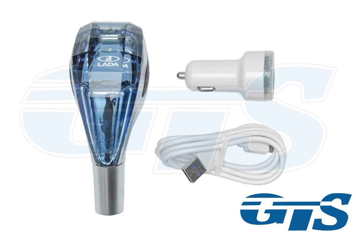 Ручка КПП хрусталь с логотипом Lada и RGB подсветкой (7 разных цветов)