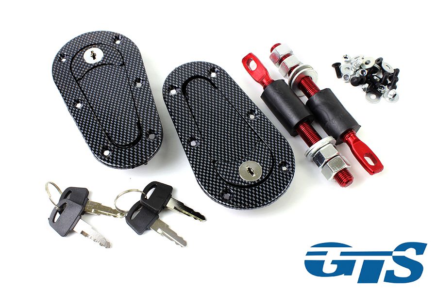 Замки капота D1 пластик (КАРБОН) под скрытую установку