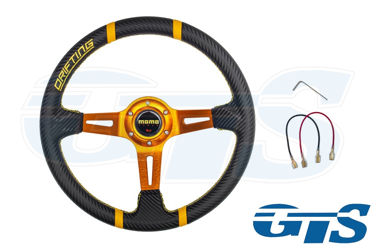 Руль MOMO карбон, желтый