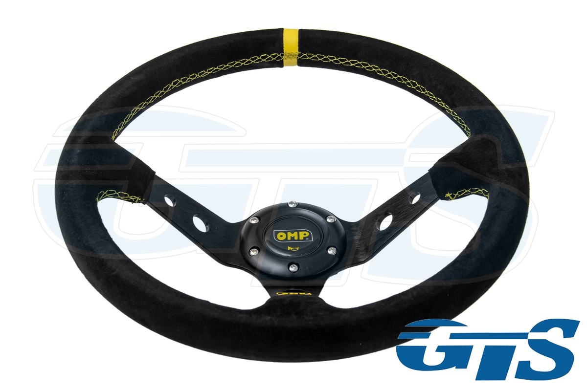 Руль OMP замша черный (нить желтая\ вставка желтая)