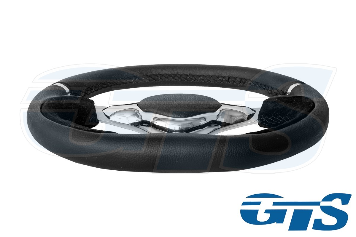 Руль Rtech черный, кожа (62 хром ступица)