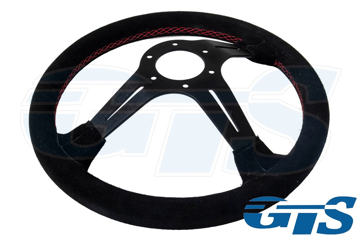 Руль NARDI замша, черный (нить красная)