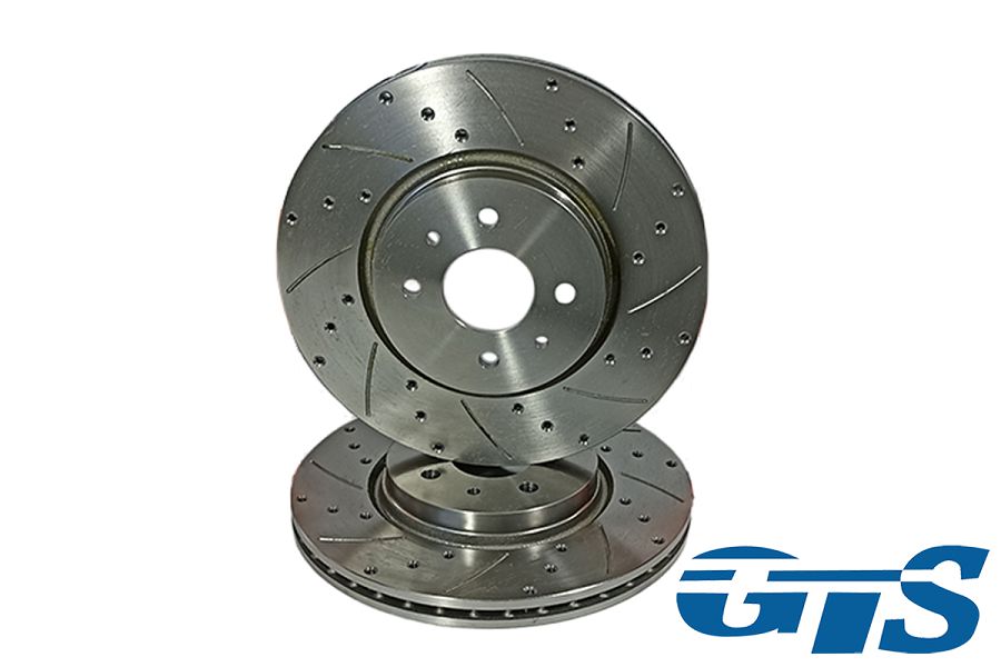 Диски переднего тормоза ALNAS для а/м Калина Спорт, вентилируемые, перфорация и насечки