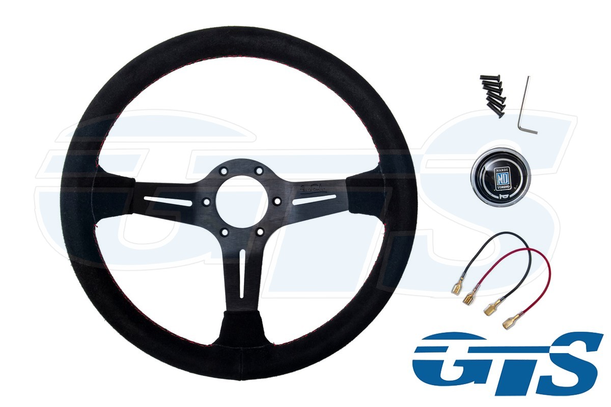Руль NARDI замша, черный (нить красная)