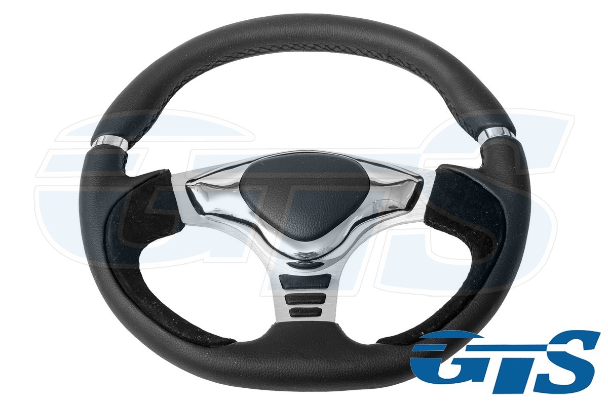 Руль Rtech черный, кожа (62 хром ступица)