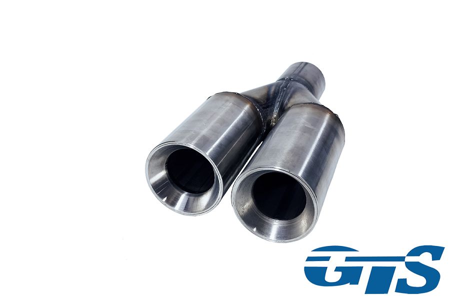 Насадка на глушитель №2 раздвоенная Вход Ø51 мм, выход двойной нерж Ø63 мм